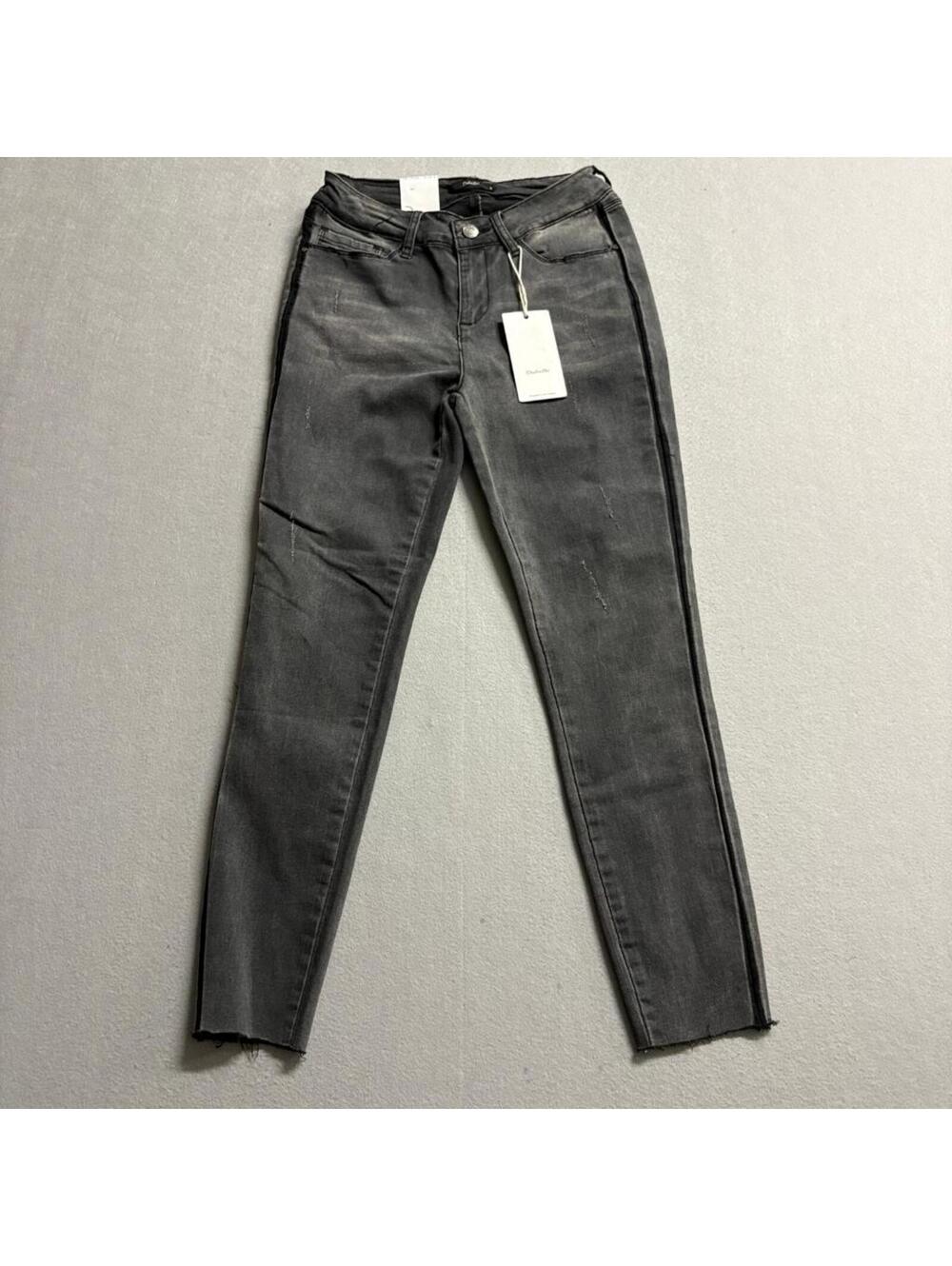 Dulce Be Skinny Jeans Womens Size 5 Dark Black Grey Raw Hem Stretch Denim New